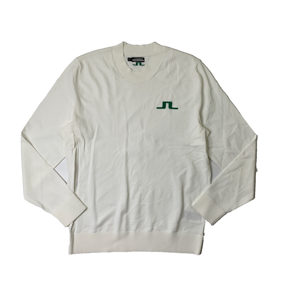 J Lindeberg Sweater Mens XL White Gus Knitted Viscose Nylon Blend Pullover Crew